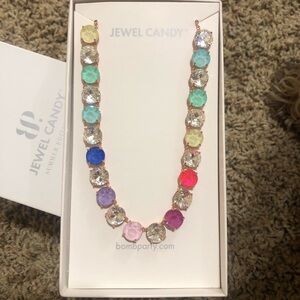 Bomb Party Jewel Candy Necklace “The Zoella” Ultra Rainbow Hot. Rose Gold